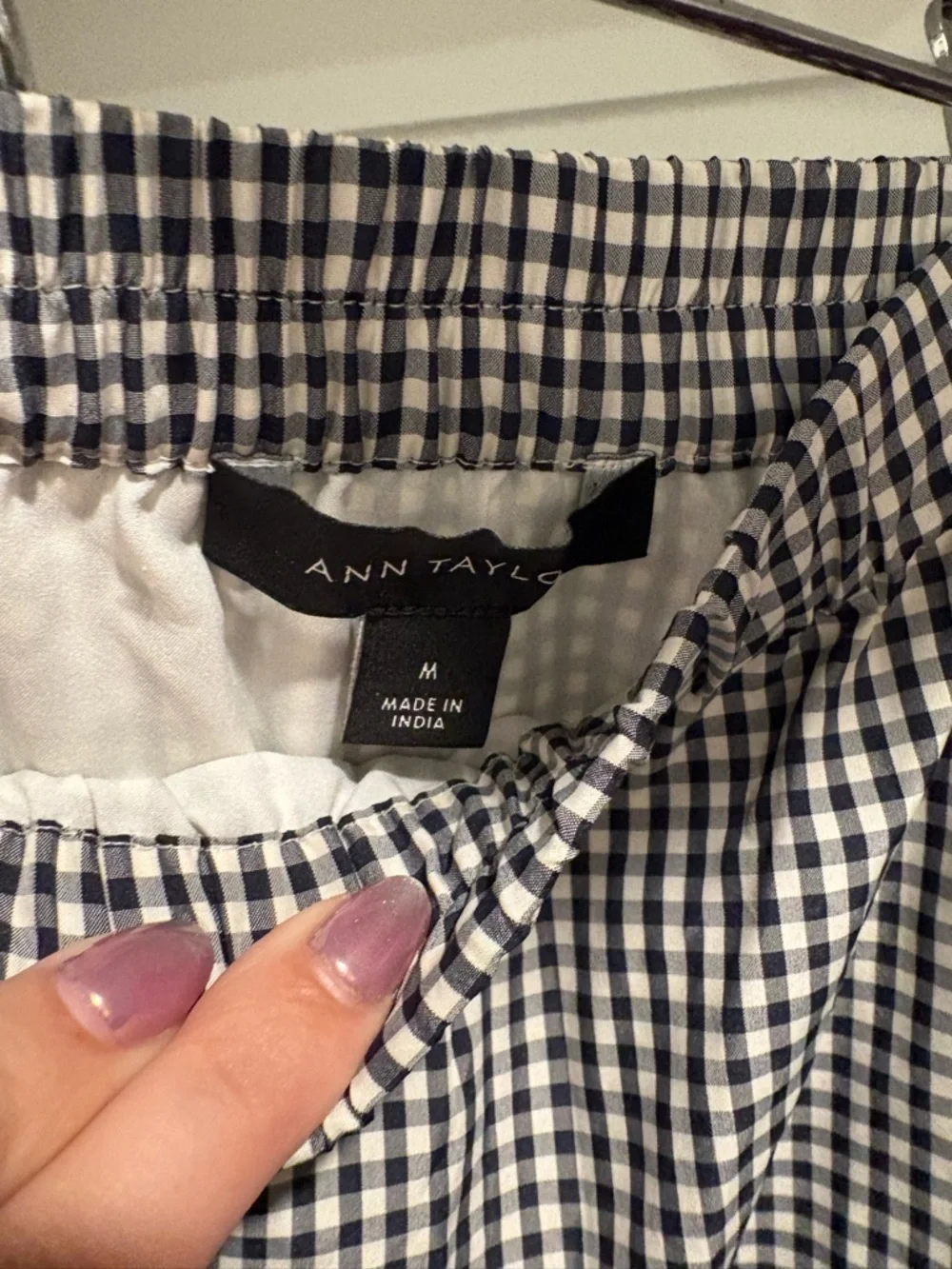 Ann Taylor Gingham Taffeta Tiered Skirt -Medium - Picture 5 of 5